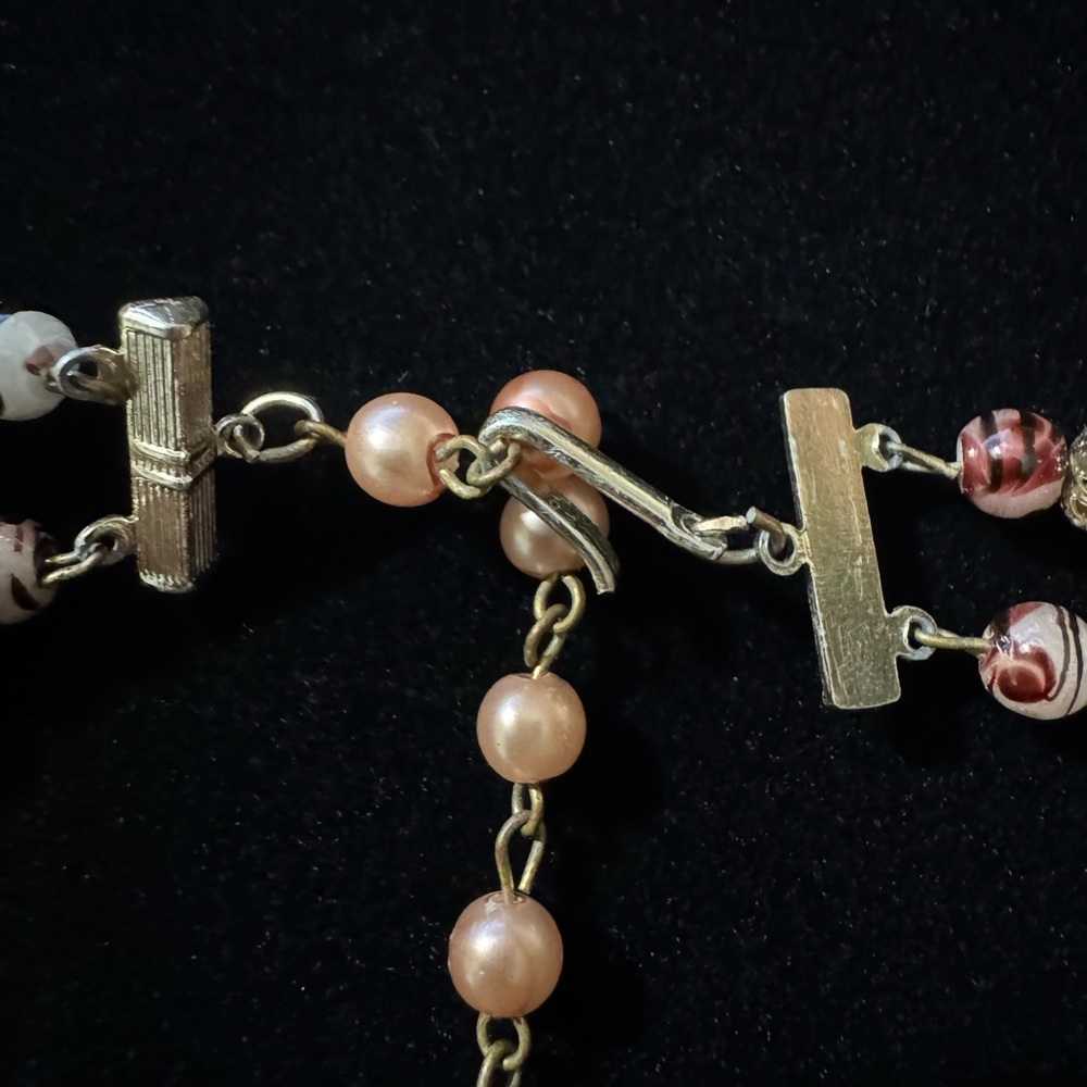 Multi-Strand Acrylic Bead Necklace in Brown and Cream - Picture 3 of 3